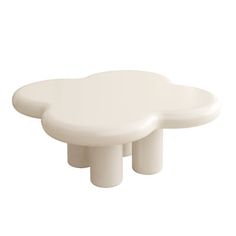 two white stools sitting next to each other on a white surface with no one around them