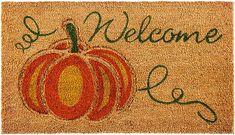 a welcome mat with a pumpkin and the words, so welcome to me on it