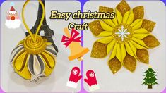 an ornament made out of fabric and paper with the words easy christmas craft on it