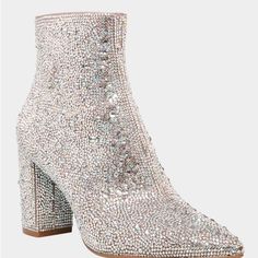 Details The Cady Is A Disco-Ready Bootie That Will Take Any Outfit You Wear To The Next Level. These Sparkly Ankle Boots Feature A Pointed Toe And A Study, Block Heel Fully Decked Out With Rhinestones. Whether You're Dressing Up For A Formal Event, Or A Concert, These Statement Booties Will Be The Perfect Choice Blue By Betsey Johnson, Dress Booties, Betsey Johnson Shoes, Funky Fashion, Shoes Booties, Luxury Vintage, Vintage Leather, Wedding Shoes, Betsey Johnson