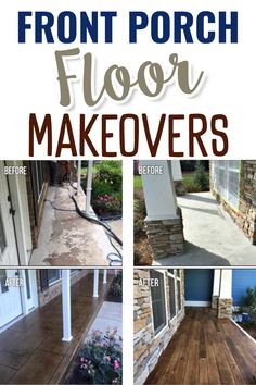 front porch floor makeovers that are easy to do with wood floors and stone walls