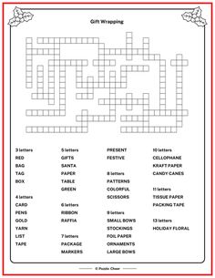 the christmas word search is shown in this printable crossword puzzle game for kids