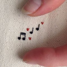 @kazuya54 | Linktree Musical Notes Embroidery, Music Themed Embroidery, Embroidery Music Ideas, Cute Simple Embroidery Designs, Mirrorball Embroidery, Punk Embroidery Ideas, Musical Embroidery, Small Embroidery Ideas, Coquette Embroidery