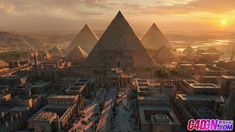 an artist's rendering of the pyramids in egypt