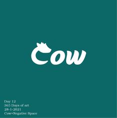 the word cow is in white on a green background with an animal's head