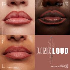 Line Loud Lip Pencil | NYX Professional Makeup Nyx Swatches, Nyx Liner, Lip Color Shades, Simple Eyeliner, Lip Shapes, Long Lasting Lipstick, How To Line Lips, Nyx Professional Makeup, Lip Pencil