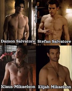 four different shirtless men with the same name on their chest and one without his shirt