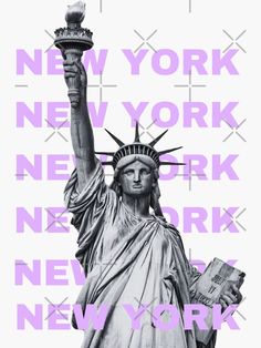 the statue of liberty is surrounded by new york letters