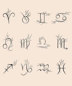 the zodiac symbols are drawn in black ink