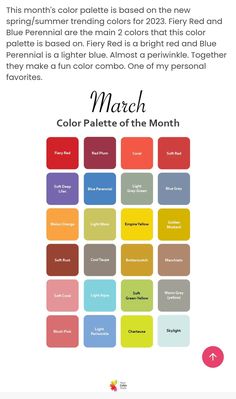 the color scheme for march is shown here