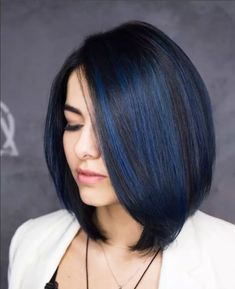 Easy cute trendy hairstyle ideas | Bob hairstyle ideas Blue Hair Highlights, Short Ombre Hair, Hair Color Underneath, Peinados Fáciles Para Cabello Corto, Haircuts For Long Hair, Hair Dye Colors