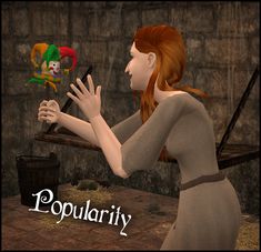 an animated woman holding a toy in her hand and looking at it with the caption popularity