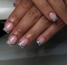 Square French Tip Nails With Design, Nail Shorties, Cute Short French Tip Nails, French Tip Nails With Design, Square French Tip Nails, Square French Tip, Short French Tip, Short French Tip Nails, Bday Nails