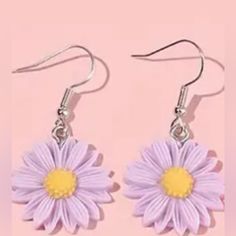 Cute Candy Color Daisy Flower Drop Earrings - Perfect Gift Choice For Girls Spring Flower Earrings For Pierced Ears, Summer Jewelry With 3d Flower Shapes, Trendy Purple Earrings For Spring, Purple Flower Earrings For Summer Gift, Summer 3d Flowers Jewelry, Purple Flower Earrings For Spring Gift, Purple Flower Jewelry For Spring, Trendy Purple Flower Jewelry, Purple Flower Shaped Jewelry For Spring