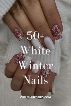 Gel Nails Ideas Winter 2024, Christmas Nail Trend 2024, Cute Nails For January 2024, Milky White Nails Christmas, Nail Winter 2024 Trends, Nails For Winter 2024, Christmas Nails White And Silver, Ombre Nails Inspiration, Winter White Nails 2024