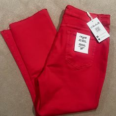 Nwt Size 10 Charlie B Capris. Beautiful Cherry Red Color. These Would Be Perfect For Summer! Smoke Free And Pet Free Home. Stretchy Twill 5 Pockets Raw Edge Hem Mid-Rise Waist Asymmetrical Leg Opening Bootcut Leg Cropped Pant Chic High Waist Red Jeans, Chic Red High Waist Jeans, Chic Red High-waist Jeans, Red Stretch Straight Leg Pants, Casual Red Elastane Bottoms, Red Stretch Mid-rise Pants, Chic Red Stretch Jeans, Chic Fitted Red Jeans, Red Stretch Wide Leg Jeans