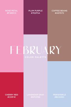 the color scheme for february is shown in different shades