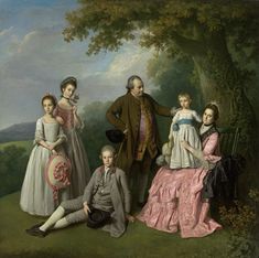 a painting of people posing for a photo