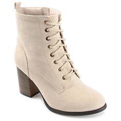 Show off a trend-setting look with heeled Granny booties by Journee Collection. Faux suede uppers rise above the ankles and highlight a front lace-up design. Chunky stacked high heels add modern style to finish the look. At Journee Collection, our booties will give you that comfortable yet stylish look, perfect for when you’re in the office all the way to a fun night out with the girls. Womens Combat Boots, Block Heel Ankle Boots, Fame Dr, Block Heel Shoes, Rise Above, Lace Up Booties, Journee Collection, Shoes Booties, Fall 2024