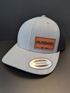 Custom Personalized Husband Established 'ANY YEAR' Select your hat color and enter the ESTABLISHED Year.  The patch will be made with the year you enter so please be accurate.  We make our patches in house and take a great deal of pride in every product we ship.  You will Love this Hat! Yupoong Premium 6 Panel Trucker Snapback Hat: Hat Color: Various Colors to Choose from Fabric: Cotton-Poly/Nylon Mesh Size: Adjustable Snapback One Size Fits Most Washing instructions; Hand wash cold only, wipe d Snapback Cap, Snapback Hats, Gifts For Husband, Trucker Cap, No Response, Accessories Hats, Take That, Etsy Accessories, Hats