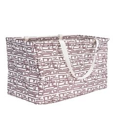 a brown and white tote bag on a white background