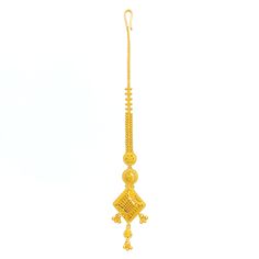 The Delicate Hanging 22k Gold Tikka, weighing 9.1 grams, is a beautifully designed piece that blends traditional charm with a hint of modern elegance. Crafted in 22k gold, this tikka features a warm yellow gold finish, enhancing its delicate hanging design. The tikka's length is 6 inches, offering a graceful drape that complements its intricate detailing. Equipped with a hook clasp, it provides both security and comfort. Ideal for those who appreciate subtle yet exquisite jewelry, this tikka is Luxury 22k Gold Chandbalis With Latkans, Luxury Gold Tikka As Gift, Luxury Gold Ceremonial Tikka, Luxury Gold Elegant Tikka, Gold Tika Design, Tika Jewelry Gold, Gold Tikka, Maang Tikka Design, Tika Jewelry