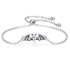 PRICES MAY VARY. Bracelet material--Bat Bacelets for women is made of 925 sterling silver,nickel free and lead free, will be harmless to your body. silver bracelet is will never fade, rust, and will never make your wrist green Our advantage---FREELY adjustable bracelet. MAX CHAIN LENGTH: 7 inch, MIN CHAIN LENGTH: size of your wrist. You could shorten the chain around wrist and IT WON'T flips over! Oxidation process, bat is very vivid and lifelike. Bat Gifts---Animal bracelets are equipped with g Bat Pendant, Animal Bracelet, Silver Bracelets For Women, Sterling Silver Anklet, Moon Pendant Necklace, Clover Earrings, Agate Jewelry, Sterling Jewelry, Unique Bracelets