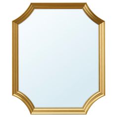 a gold framed mirror on a white background with clipping area for text or image