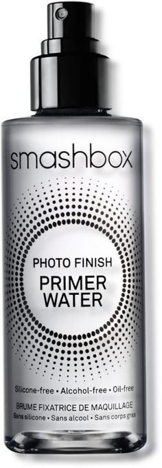 Photo Finish Primer Water Smashbox Photo Finish Primer Water ($32) is a primer water that’s silicone, alcohol, and oil free. We’ve heard plenty about makeup finishing sprays but primer water? Hydrating Primer, Best Bridal Makeup, Makeup Setting Spray, Setting Spray