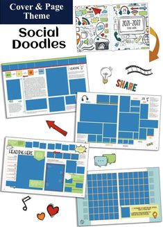 the cover and page pages for social doodles