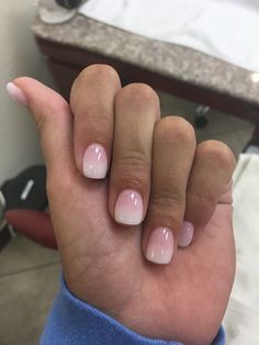 Really Short Dip Powder Nails, White And Pink Ombre Nails Short, Pink And White Ombré Acrylic Nails, Short Dip Ombre Nails, Dip Nails White Tip, Short Ombre Pink And White Nails, Pink White Dip Powder Nails, Pink And White Dip Powder Nails Ombre, Pink And White Ombre Nails Short Dip