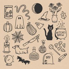 an image of halloween doodles drawn on paper