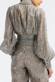 Oscar De La Renta mousseline jumpsuit in dark grey. Silk 57%, Polyester 43% Dry Clean Only Made in Italy Nalu, Moda Operandi, Fashion Collection, Spring Fashion, What To Wear