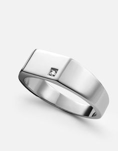 Geo Signet Diamond, Sterling Silver | Men's Rings | Miansai Signet Engagement Rings, Ring For Boyfriend, Rectangular Prism, Modern Wedding Band, Gold Pinky Ring, Jewelry Knowledge, Modern Gold Jewelry, Edgy Jewelry, Cute Engagement Rings