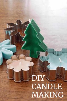 diy candle making with cookie cutters and christmas trees