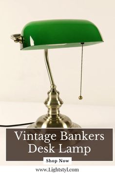 The Emerald Banker Desk lamp features a timeless classic desk lamp design that adds style to your late night work session. Embrace your workspace with the charm of a bygone era and the functionality of contemporary design. This desk light blends a classic desk lamp aesthetic with a modern flair. Make a statement without saying a word with the iconic green glass shade that adds a touch of vintage charm. Click the link to shop all our desk lamp ideas today! Desk Lamp Ideas, Desk Lamp Aesthetic, Late Night Work, Lamp Aesthetic, Bankers Desk Lamp, Desk Lamp Design, Classic Desk, Lamp Ideas, Night Work