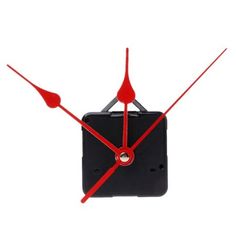 a square clock with red hands on a white background