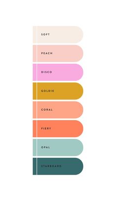 the color scheme for an art project with different colors and font, including pink, green,