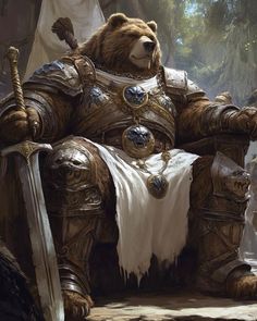 Anthro Bear, Bear Warrior, Black Bears Art, Mythical Creatures Fantasy, Dnd Character Ideas, Werewolf Art, Animal Portraits Art, Dungeons And Dragons Game