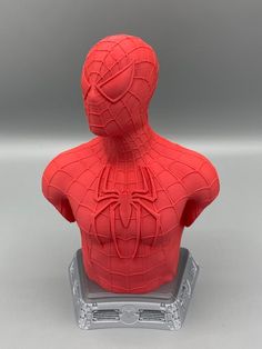 3D Printed Spiderman Bust - Etsy Spidey Toys, 3d Spiderman, Gaming Ideas, Movie Merchandise, Goat Skull, Model Sheet, Dc Comics Artwork, Matte Red