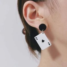 This Pair Of Playing Card Drop Earrings Is A Wonderful Addition To Your Wardrobe And Your Style! Great For Poker Games, Casinos (Vegas Etc.), Halloween, Costumes (Harley Quinn, Alice In Boarderland Etc), Or Anytime! Gshmh600x00091j Halloween Costumes Harley Quinn, Costumes Harley Quinn, Ace Of Clubs, Skull Fire, Boho Drop Earrings, Ball Party, Casino Outfit, Poker Games, Tassel Drop Earrings