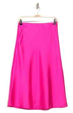 Elevate your wardrobe with this pull-on bias satin midi skirt for elegant, feminine style. 31" length (size S) Elasticized waist Pull-on style Satin construction 97% polyester, 3% spandex Machine wash cold, line dry Made in USA Model’s stats for sizing: 5’10” height, 34” bust, 27” waist, 35” hips. Model is wearing size S. Elegant Feminine Style, Elegant Feminine, Satin Midi Skirt, J Lindeberg, Feminine Style, Nordstrom Rack, Midi Skirt, Made In Usa, Nordstrom