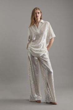 Sequin Woven Wide Leg Pants Petite Work Outfits, Petite Wedding Guest Dresses, Plus Size Workwear, Plus Size Formal, Tall Dresses, Outfits Petite, Petite Coat, Plus Size Coats, Fall Outfits For Work