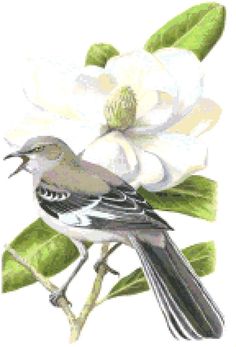 a bird sitting on top of a white flower