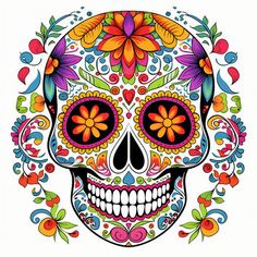 Mexican Clipart in Imressive Style Artwork: HD Vector & 4K Mexican Clipart, Mexican Sugar Skull, Digital Banners, Quality Tattoo, Colorful Skulls, Unique Tattoo Designs, Halloween Pumpkins Carvings