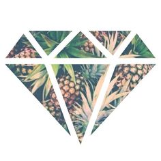 pineapples and other fruits are arranged in the shape of a diamond