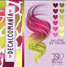 an advertisement for a hair dye company with hearts on the back and pink, green, yellow, and red colors