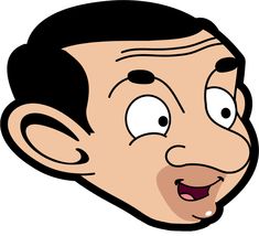 a cartoon man's face is shown with eyes wide open and his nose slightly closed