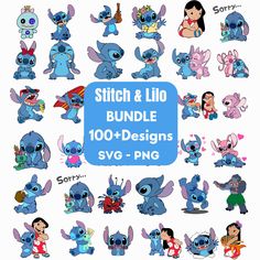 stitch and lilo bundle with 100 designs svg - png for cricut