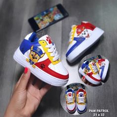 Paw Patrol Shoes Diy, Paw Patrol Air Force Ones, Paw Patrol Painted Shoes, Paw Patrol Party Ideas Boys, Paw Patrol First Birthday, Paw Patrol 2nd Birthday, Paw Patrol Birthday Party Decorations